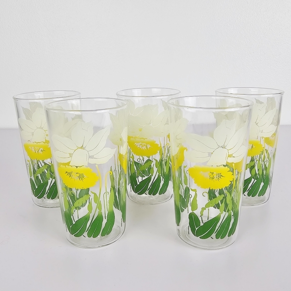 Vintage Anchor Hocking Daffodil Juice Glasses - set of 5